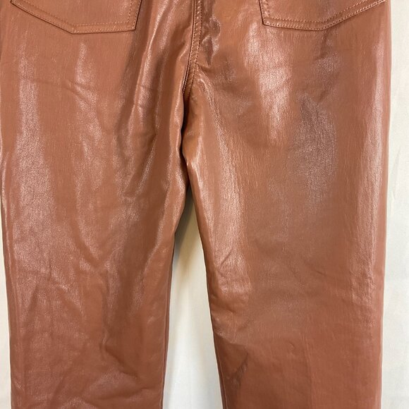Wilfred Vegan Leather Pants 8 Brown Straight Leg Pockets - Picture 9 of 12